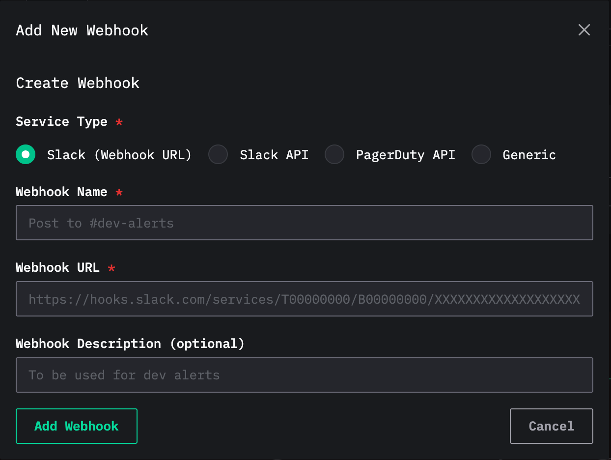 웹훅 생성